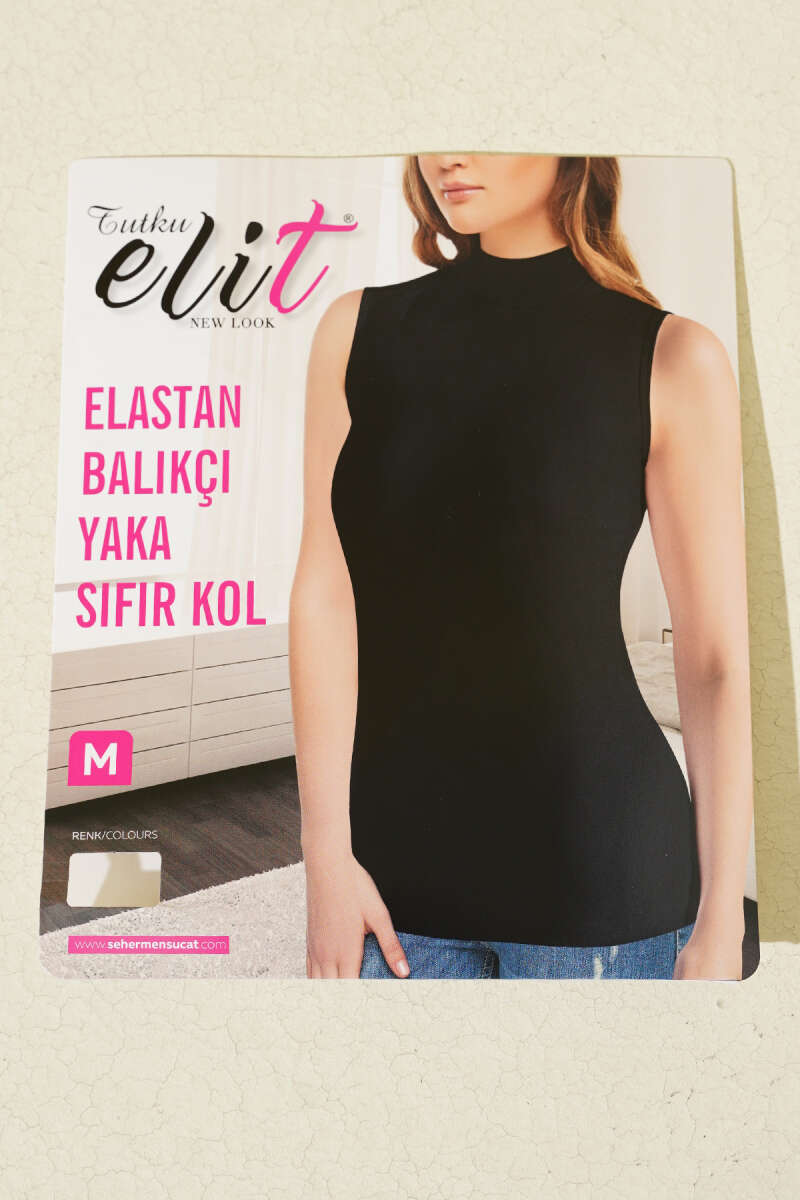 Tutku Elit Stretch Turtleneck Bodysuit - Black
