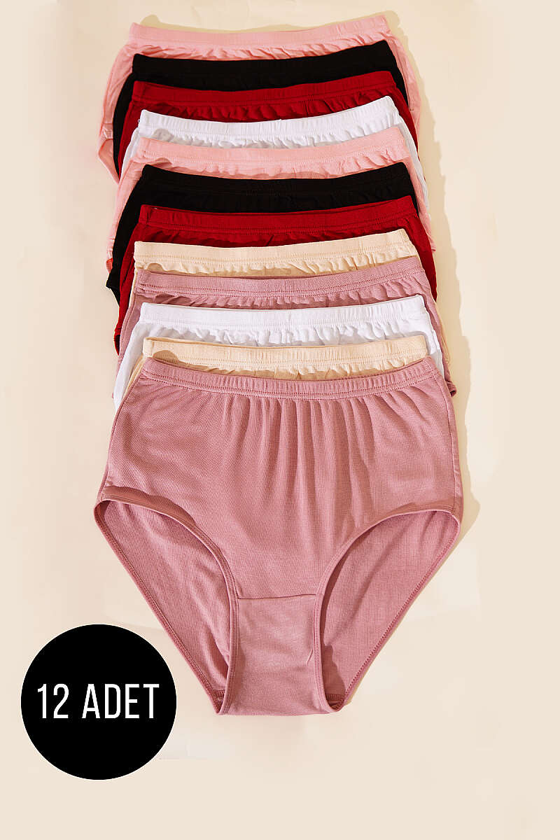 Tutku Elit 12-Pack Ribbed Bamboo Boyshorts - Multicolour