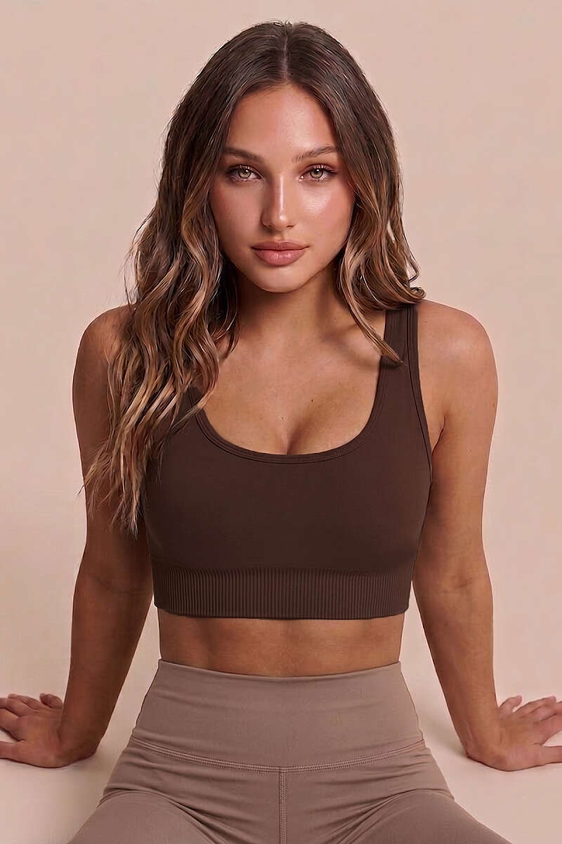 U-Neck Strappy Bustier - Dark Brown