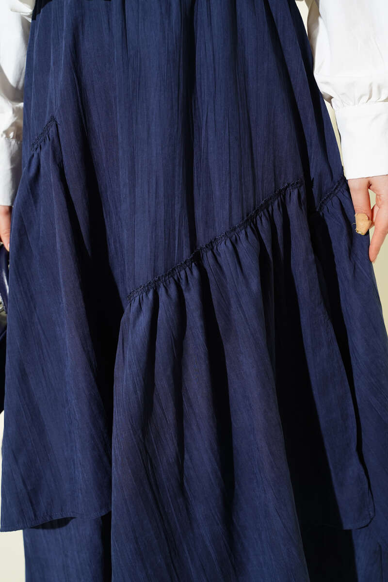Three-Tier Ruffle Skirt - Navy