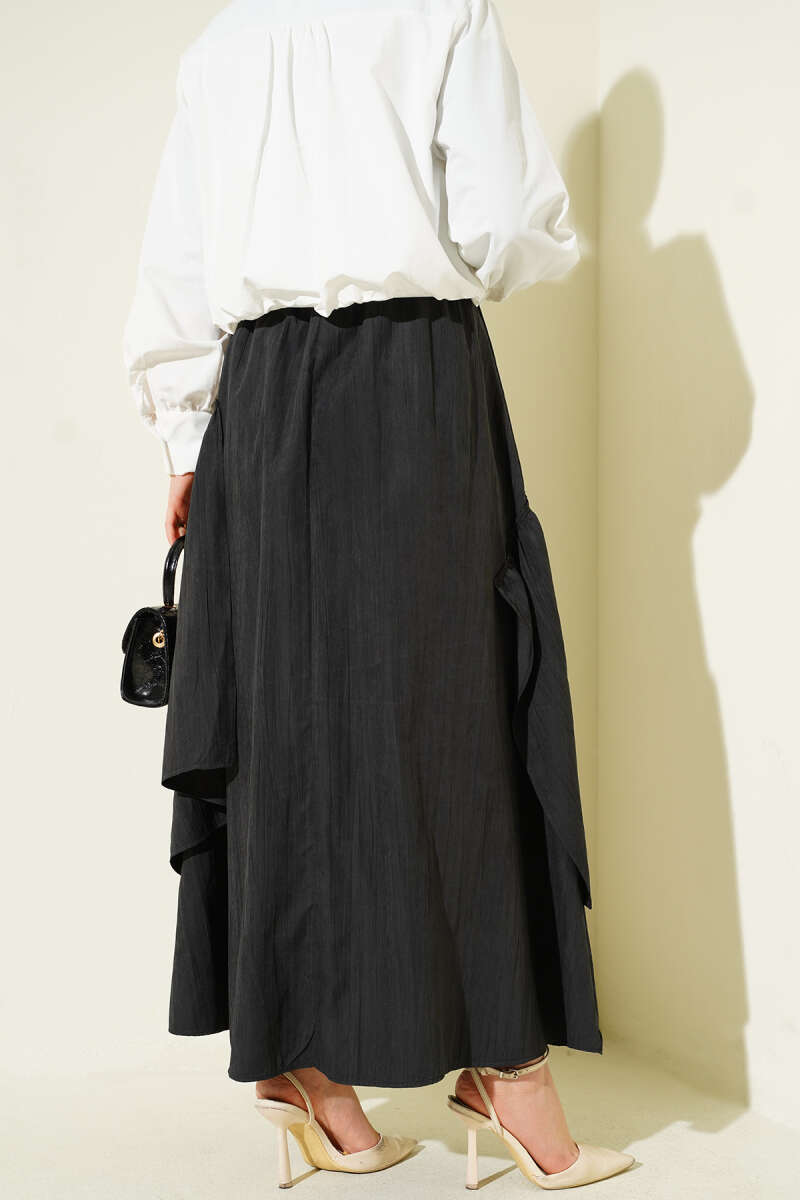 Three-Tier Ruffle Skirt - Black