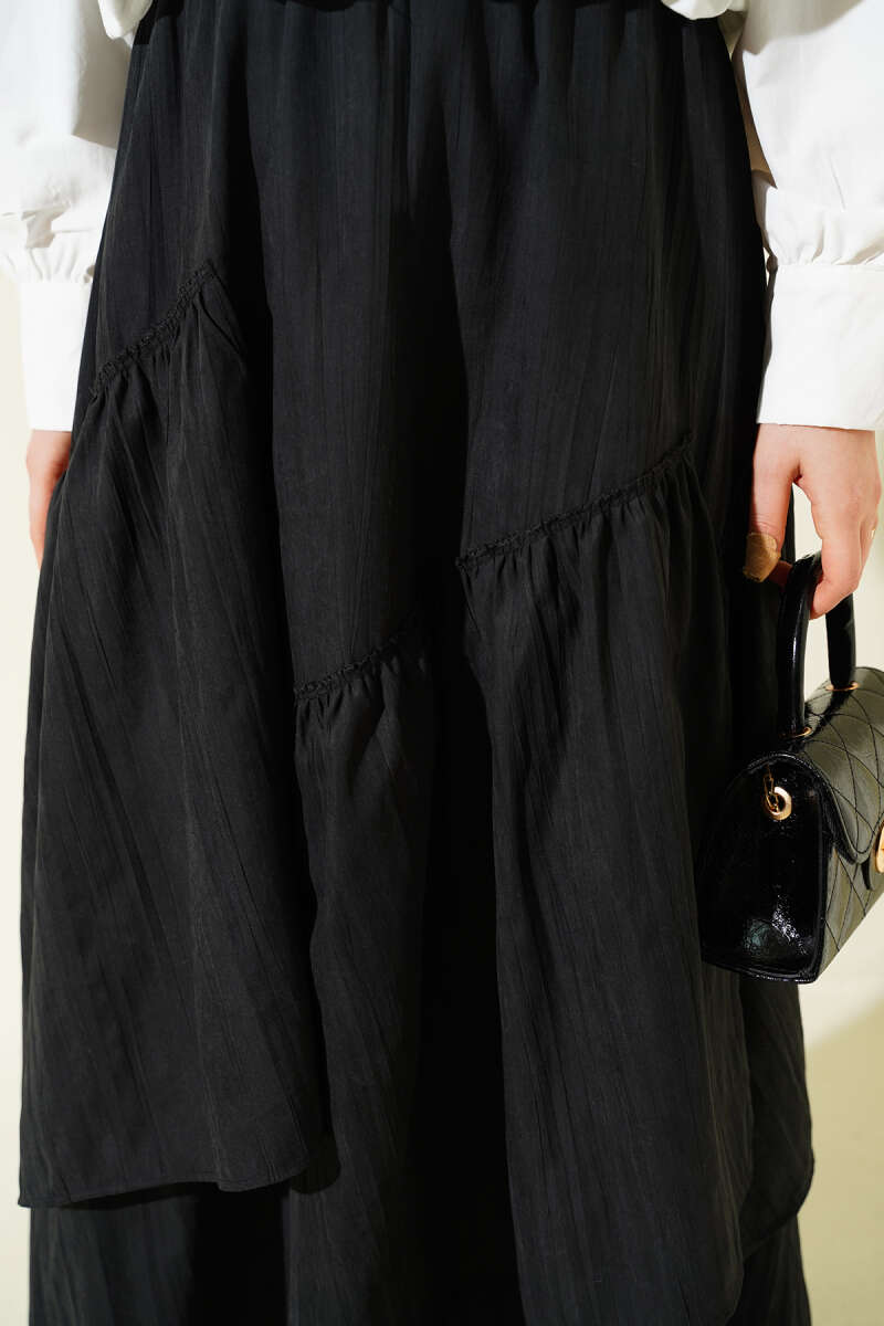 Three-Tier Ruffle Skirt - Black