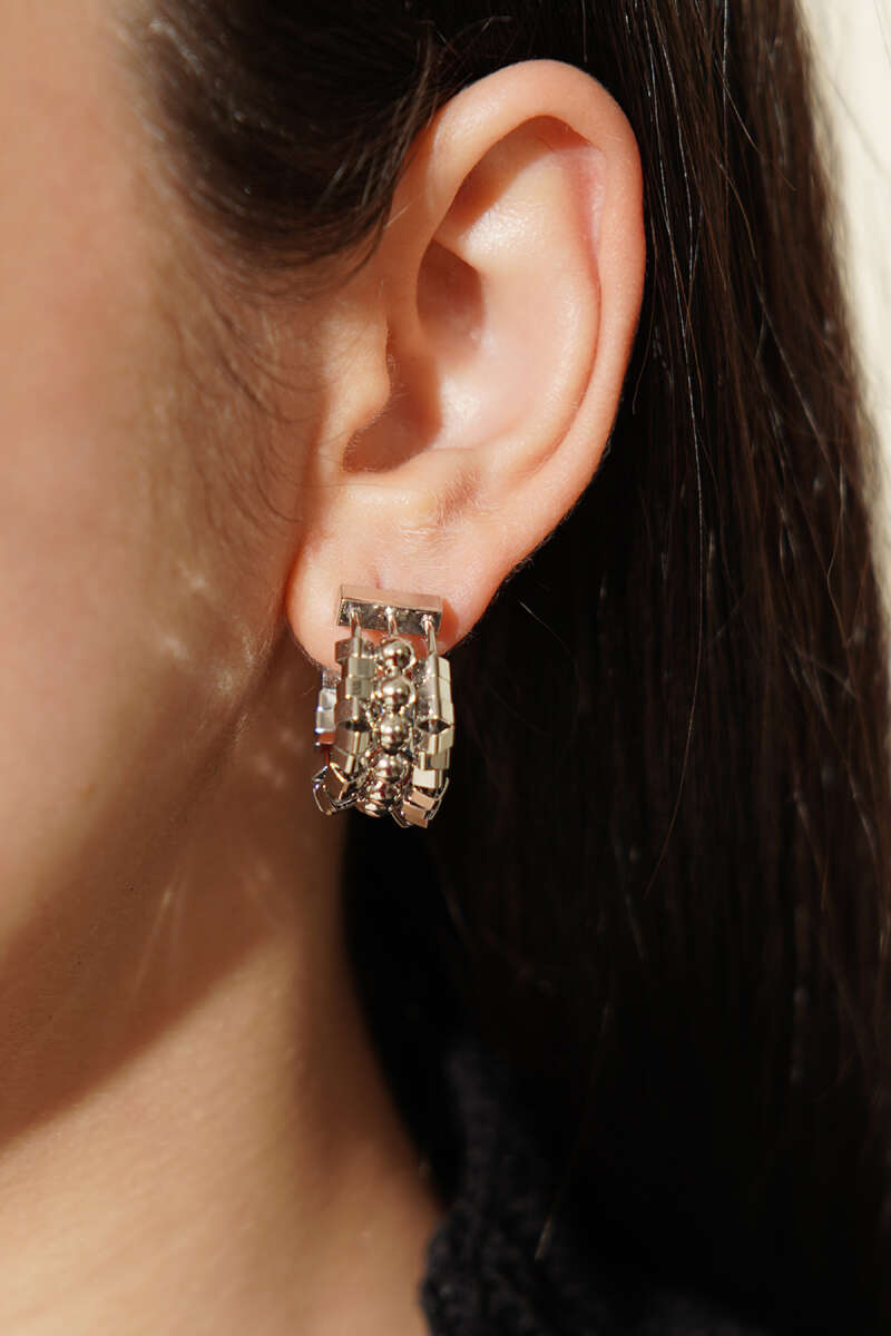 Three-Row Earrings - Silver