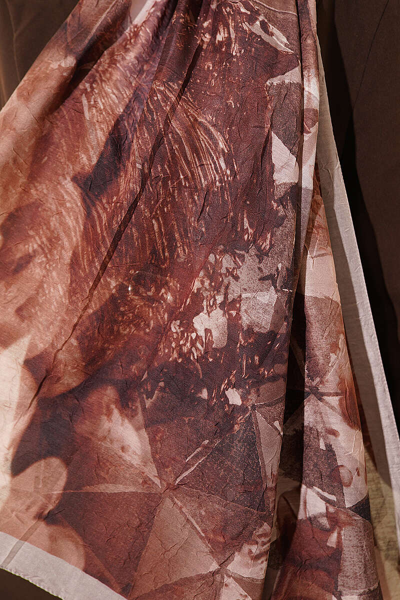 Triangle Print Bamboo Crinkle Shawl - Stone