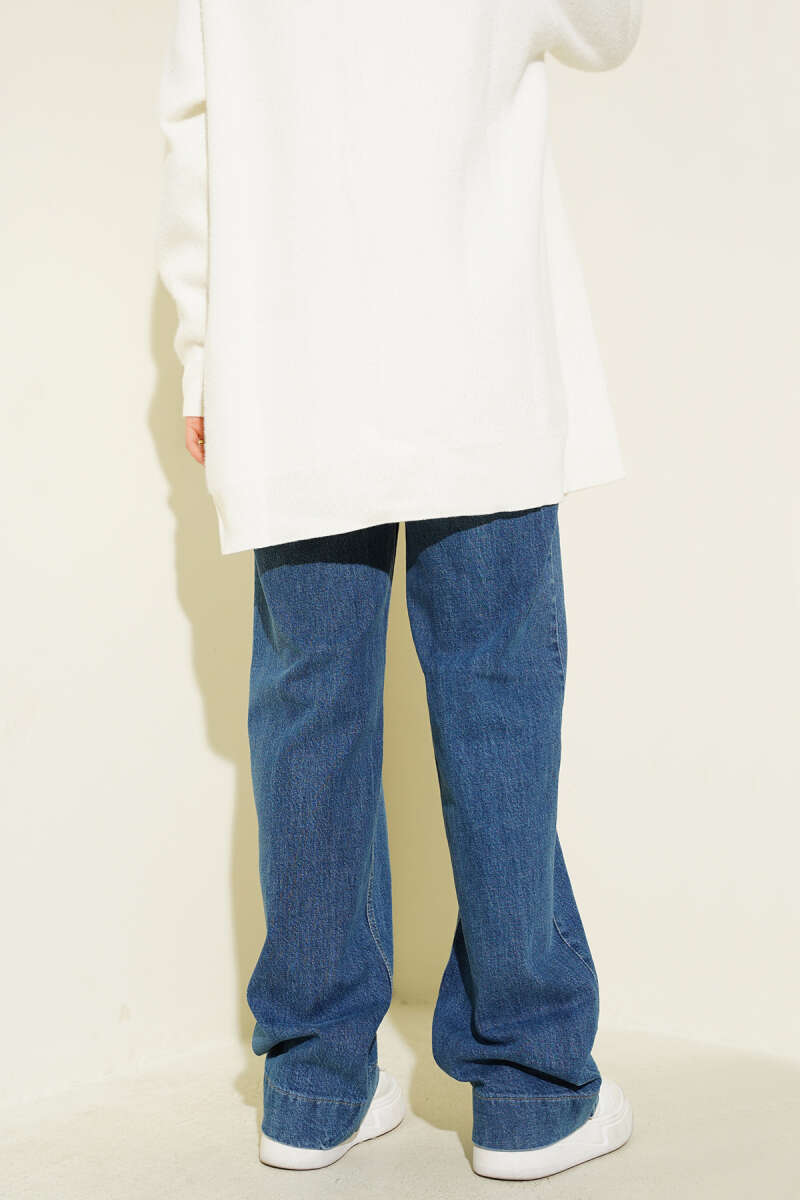 Palazzo Jeans with Top Pockets - Light Blue