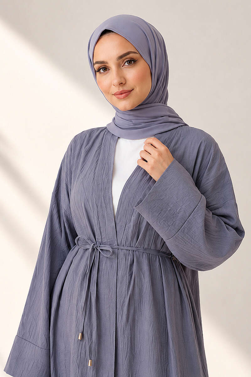 Two-Piece Set with Long Cardigan - Grey