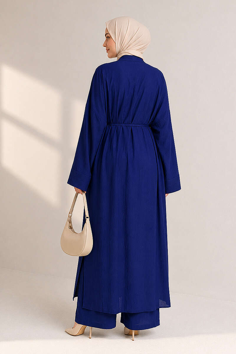 Two-Piece Set with Long Cardigan - Saxe Blue