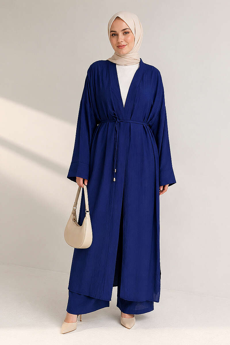 Two-Piece Set with Long Cardigan - Saxe Blue