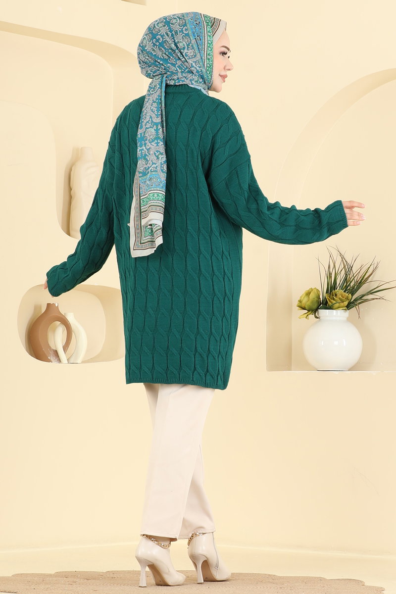 Long-Sleeve Knit Tunic - Teal