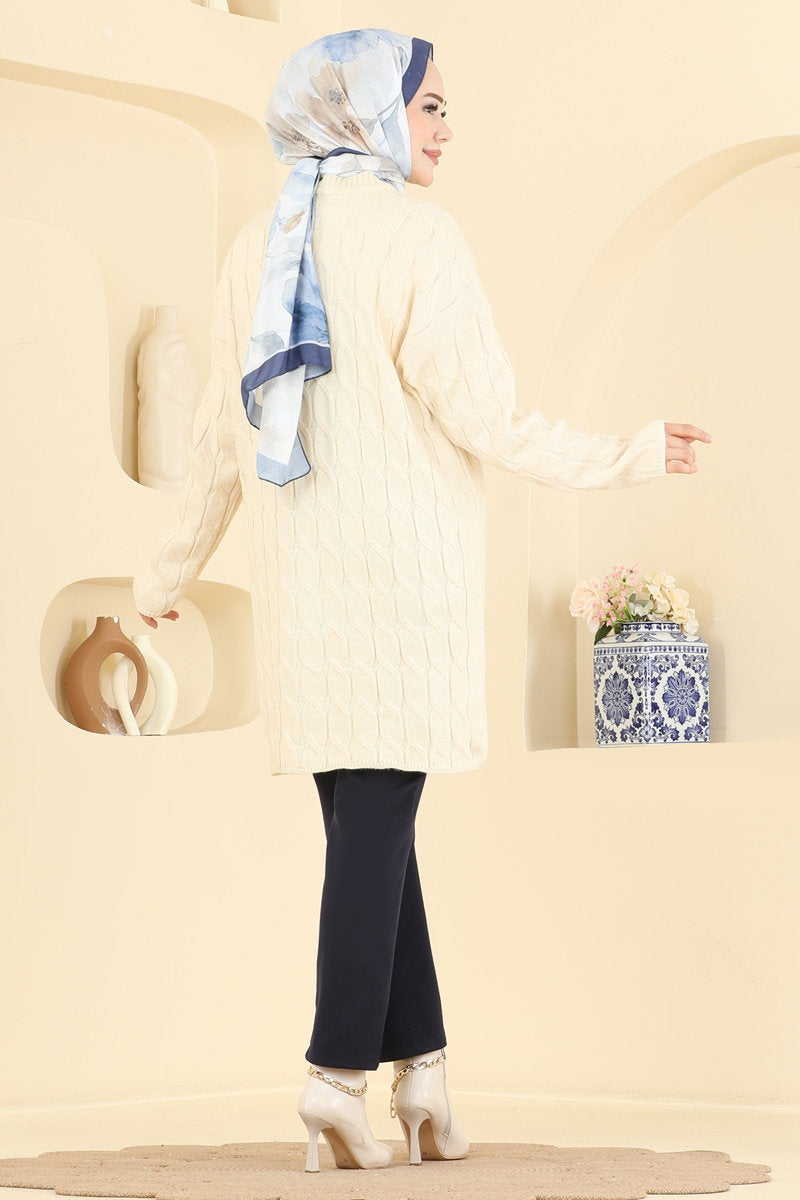Long-Sleeve Knit Tunic - Stone