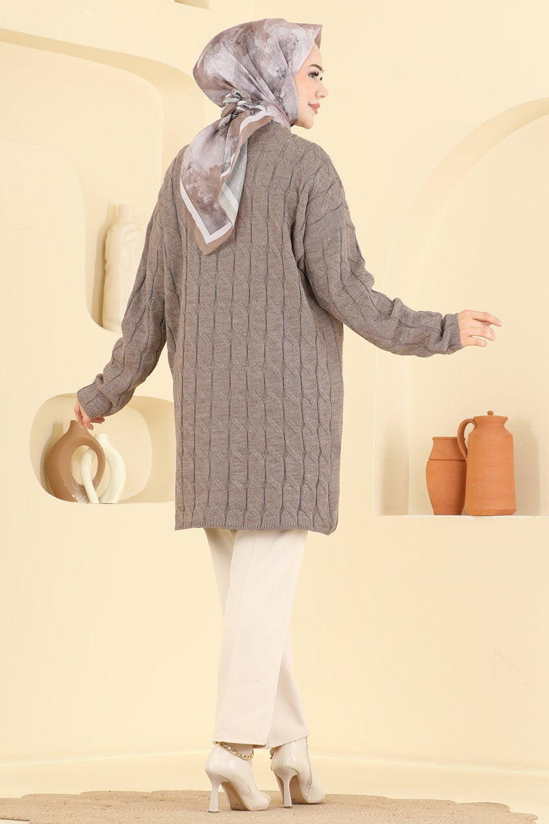 Long-Sleeve Knit Tunic - Mink