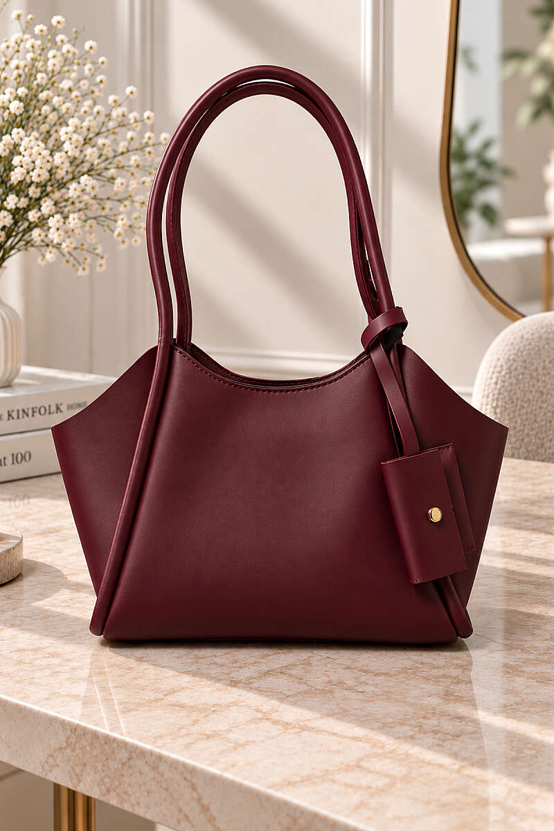 Long-Handle Bag with Wallet - Burgundy