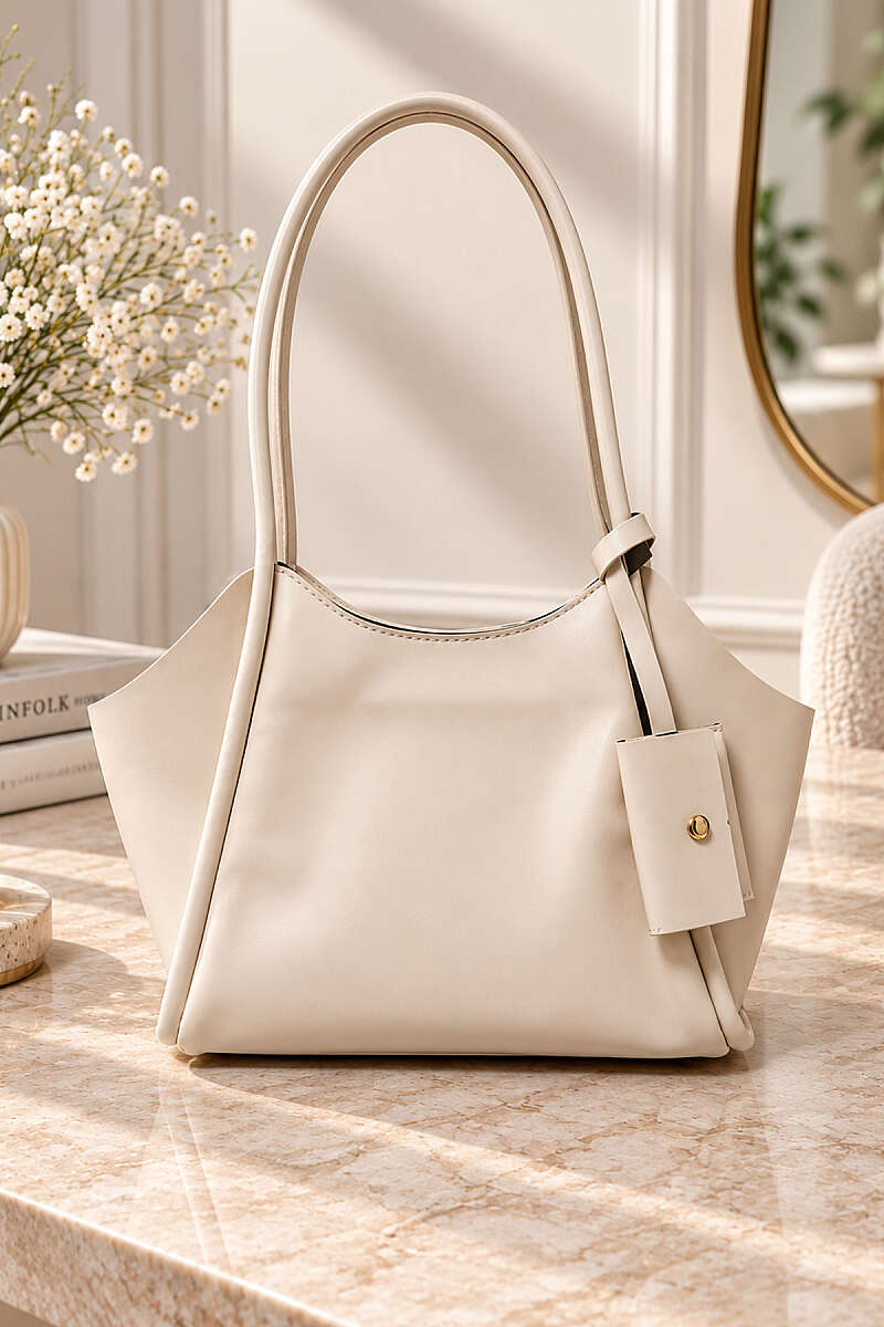 Long-Handle Bag with Wallet - Bone