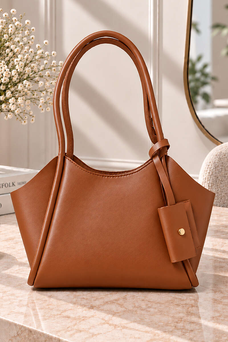 Long-Handle Bag with Wallet - Tan