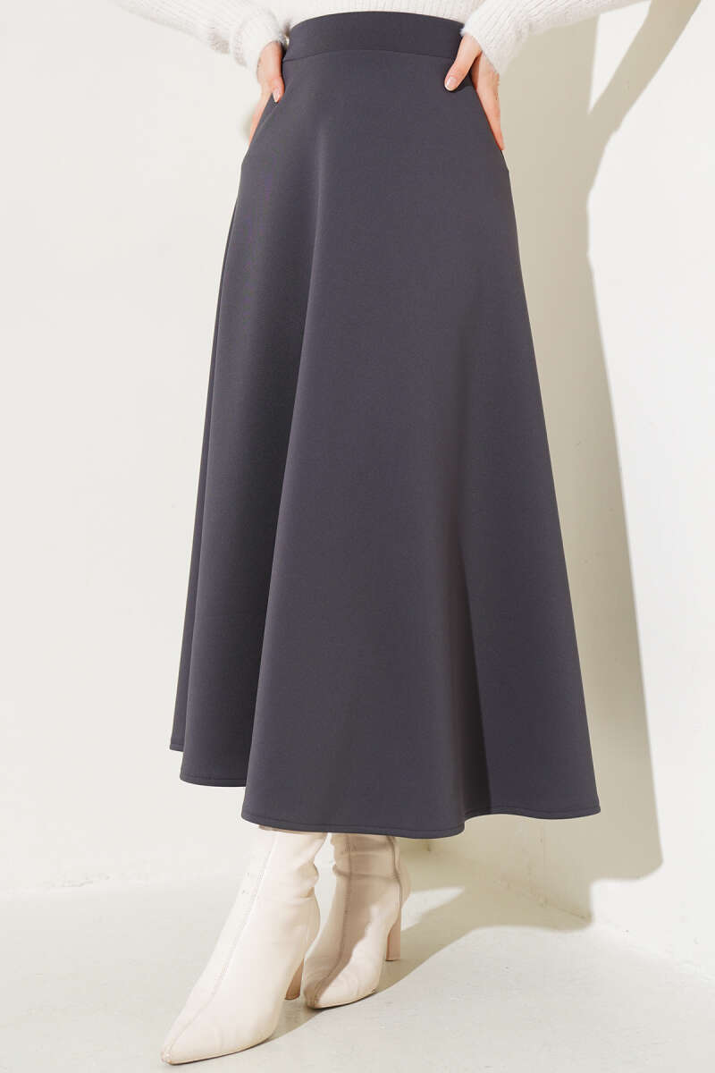 Long Scuba Skirt - Smoke Grey