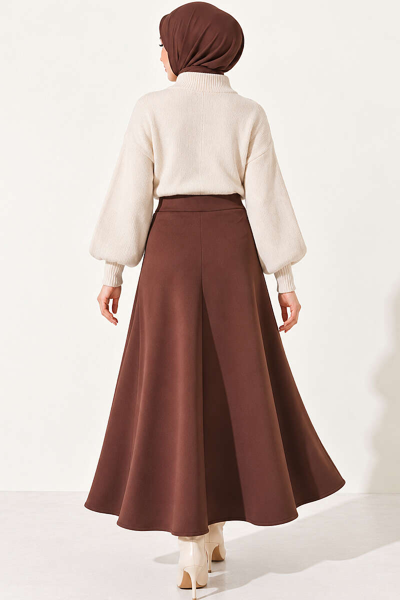 Long Scuba Skirt - Brown