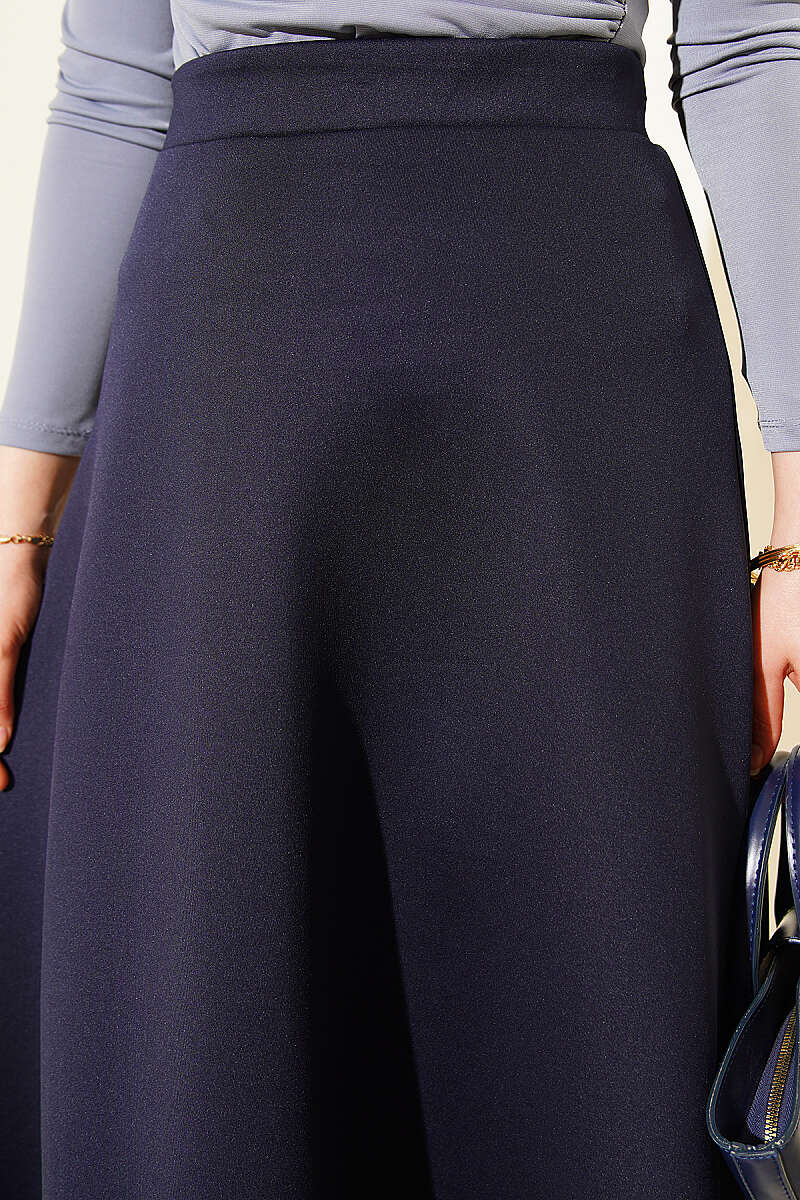 Long Scuba Skirt - Dark Navy
