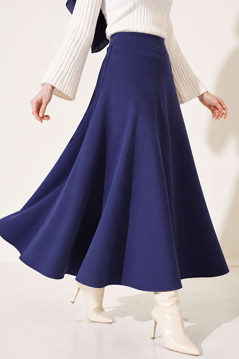 Long Scuba Skirt - Navy