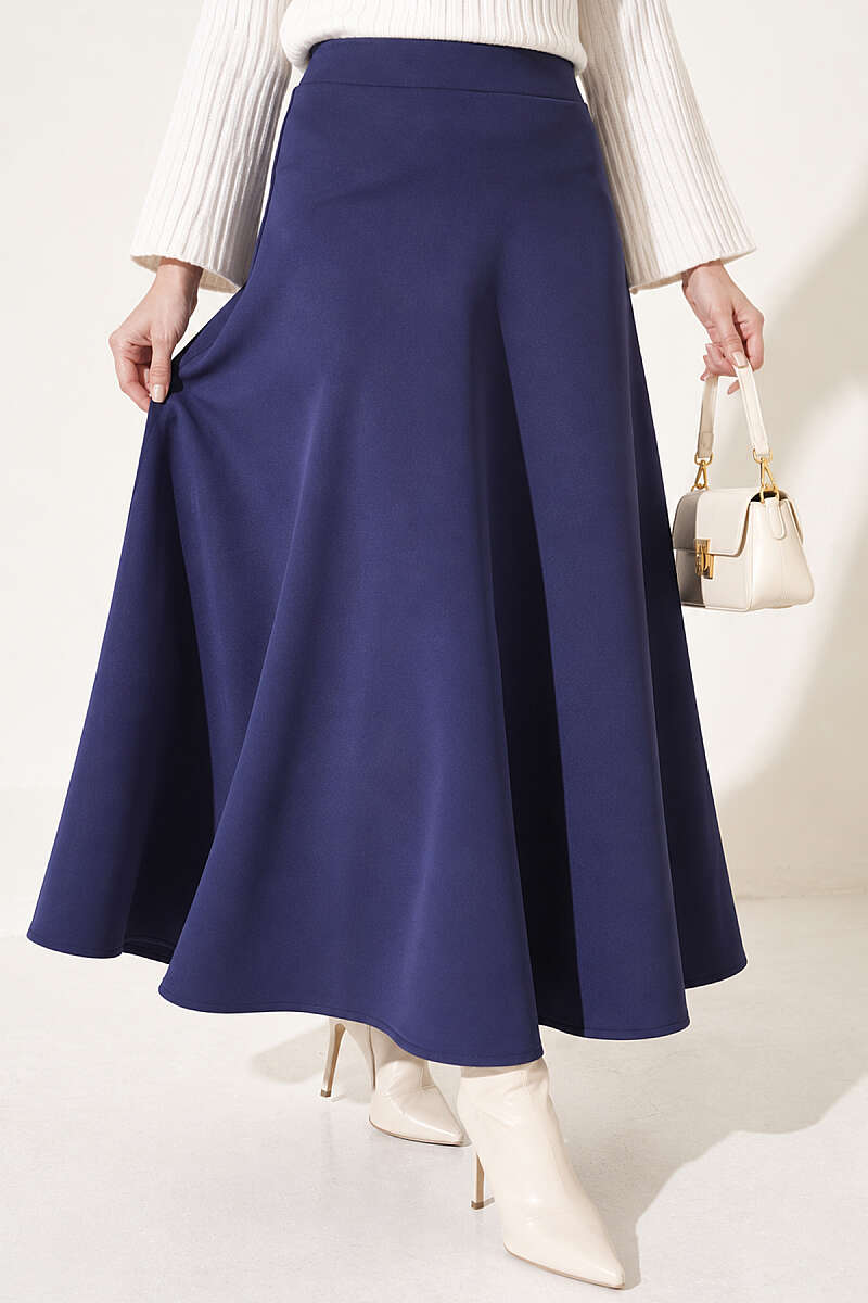 Long Scuba Skirt - Navy