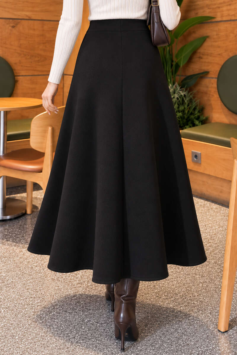 Long Scuba Skirt - Black