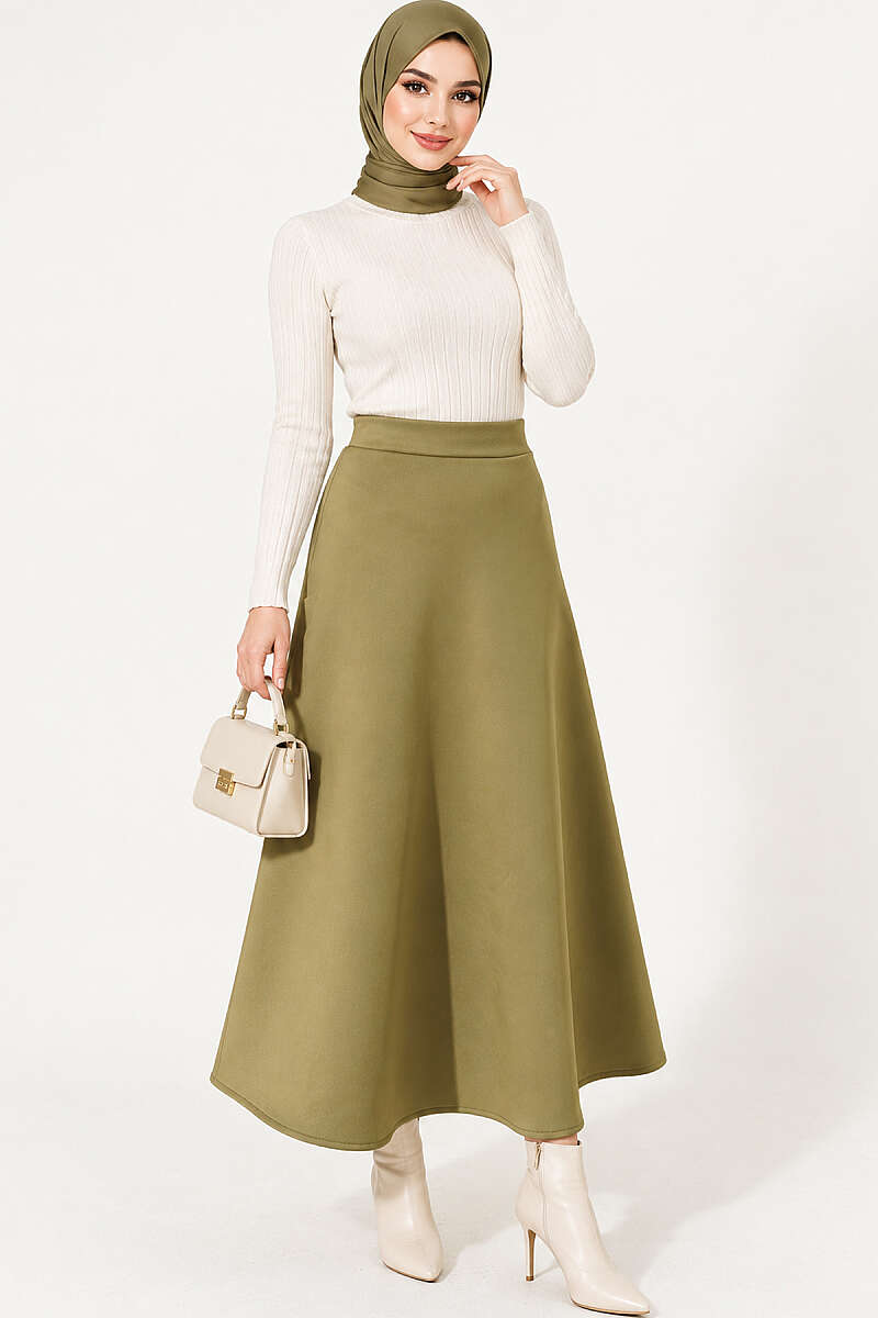 Long Scuba Skirt - Green