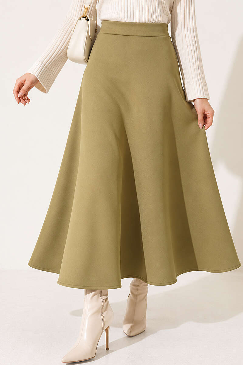 Long Scuba Skirt - Green