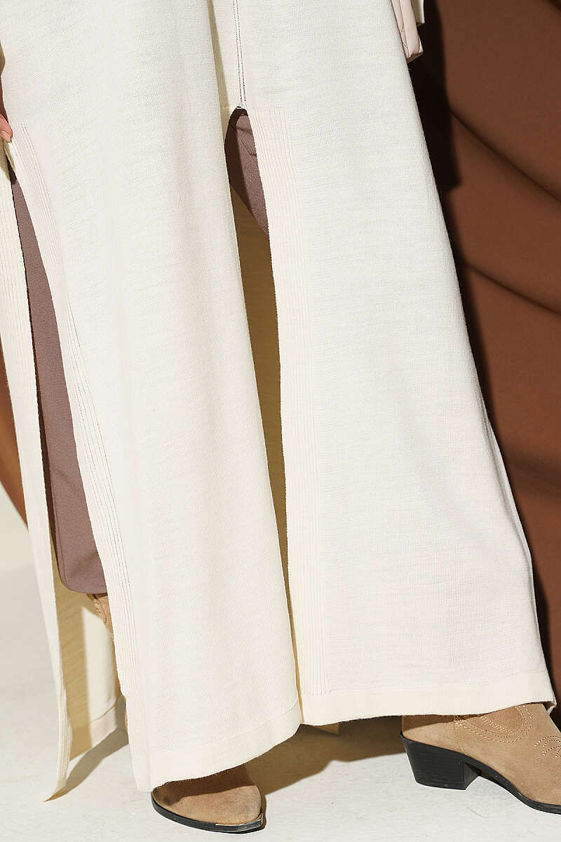 Knit Tunic with Long Side Slits - Beige
