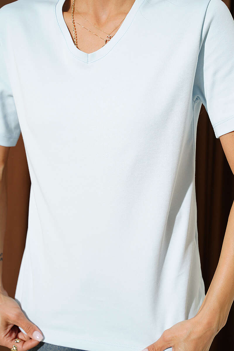 Basic V-Neck T-Shirt - Ice Blue