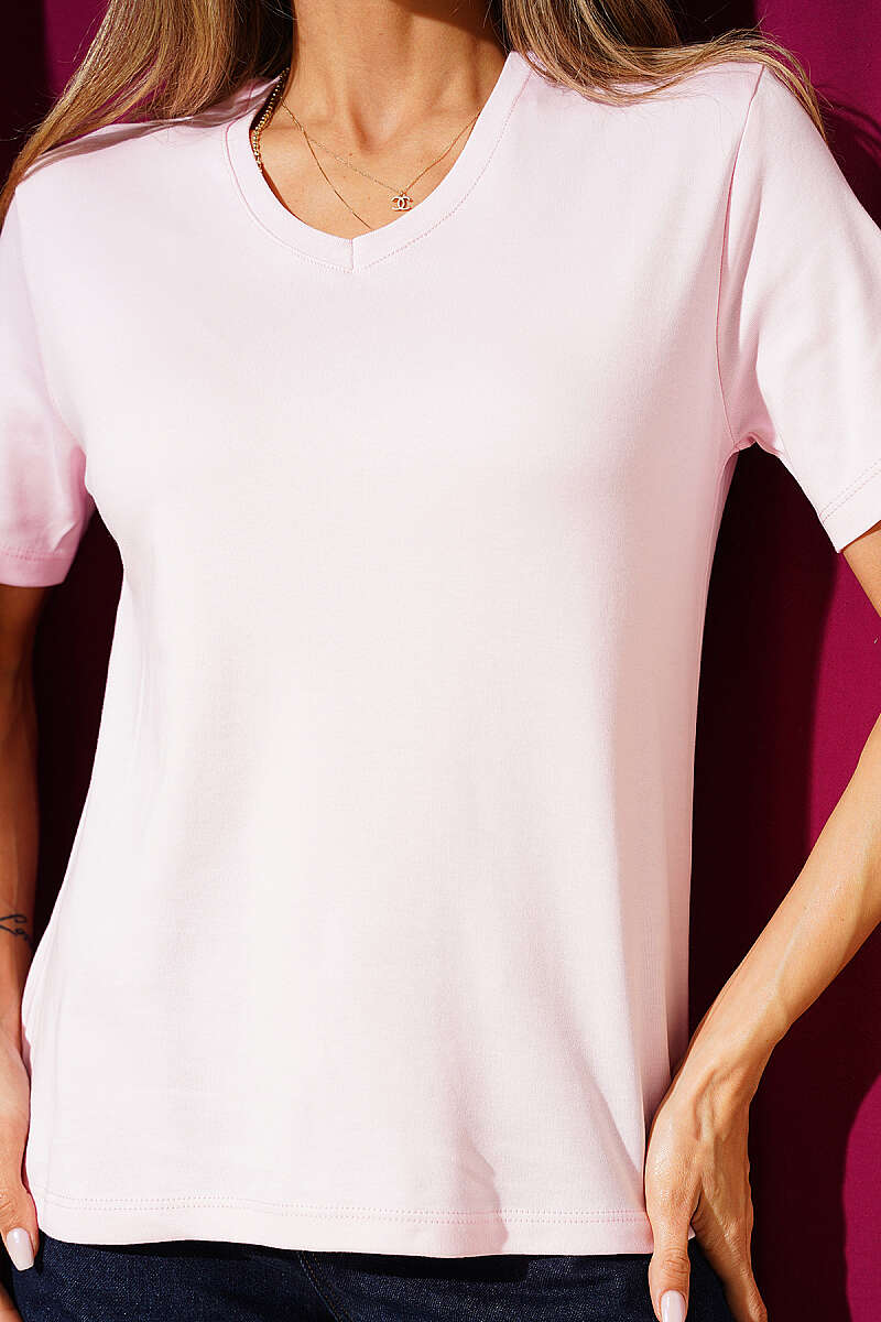 Basic V-Neck T-Shirt - Pink