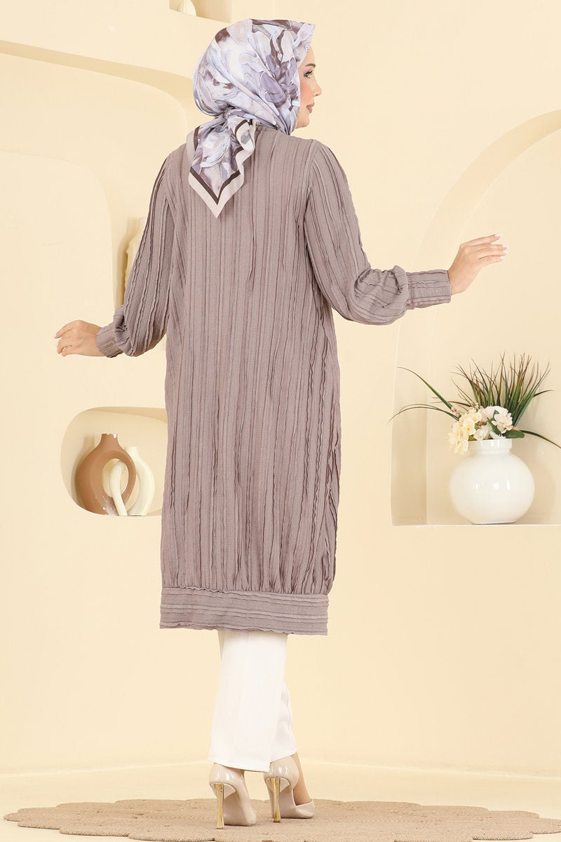 V-Neck Button Cardigan - Dark Mink