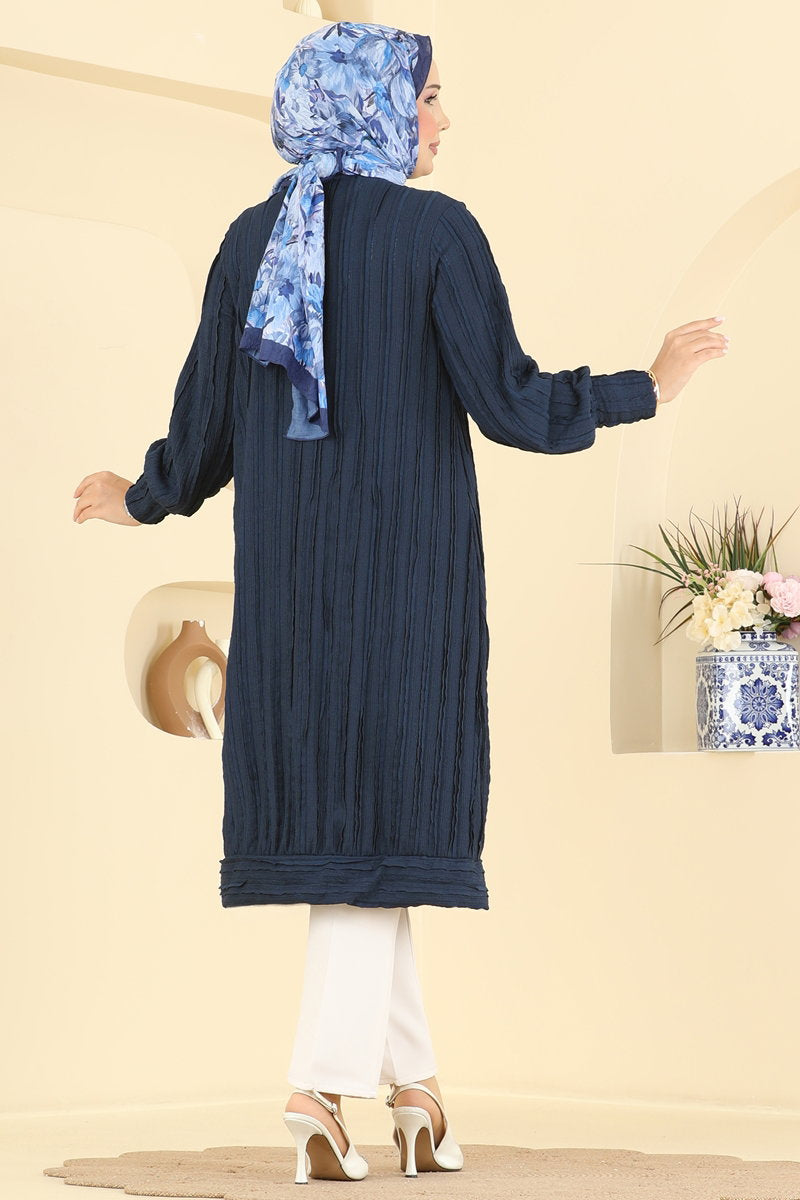 V-Neck Button Cardigan - Navy