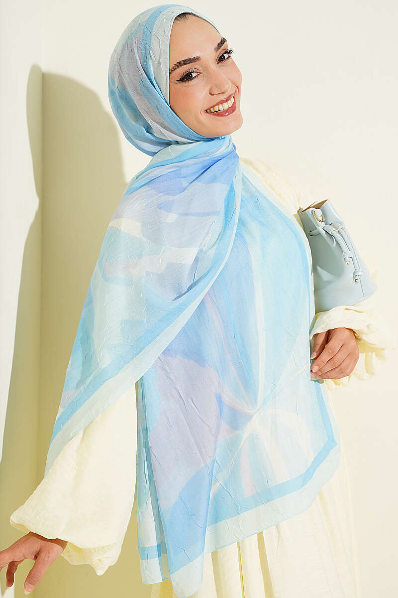 Vera Bamboo Crinkle Shawl - Light Blue