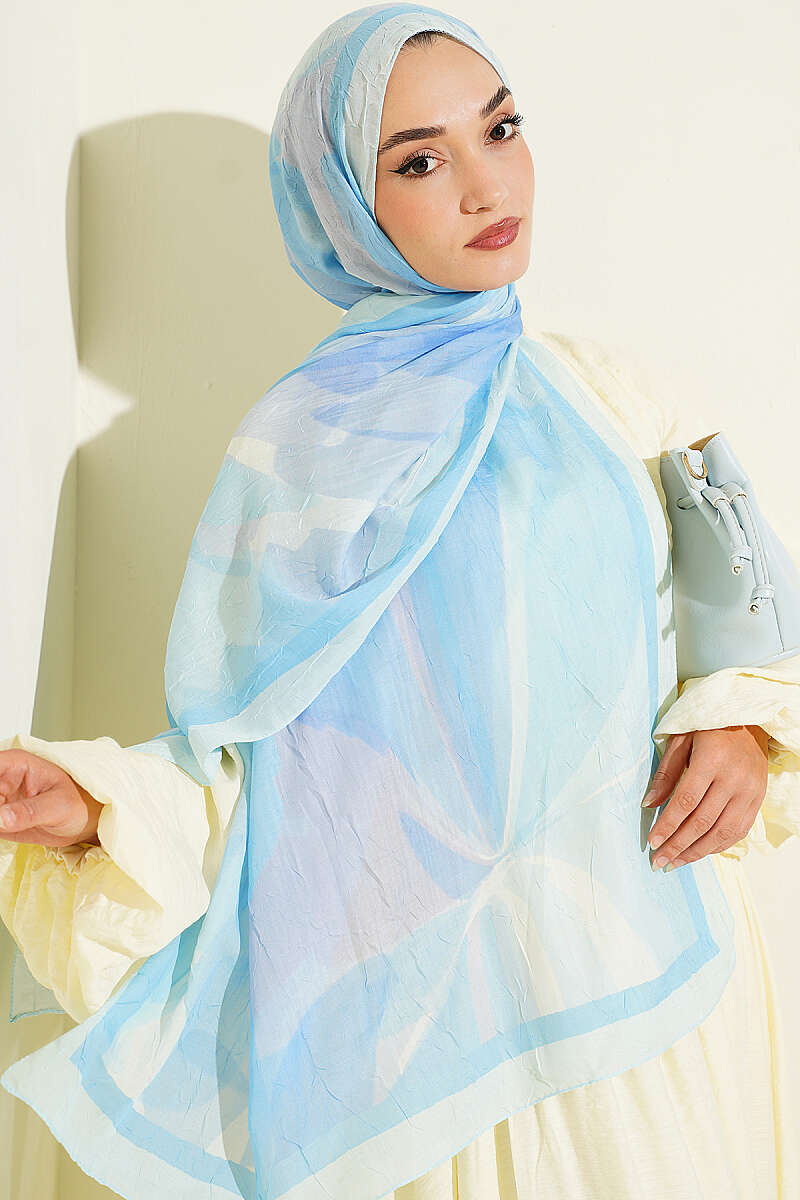 Vera Bamboo Crinkle Shawl - Light Blue