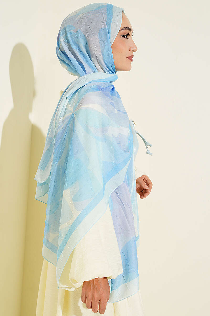Vera Bamboo Crinkle Shawl - Light Blue