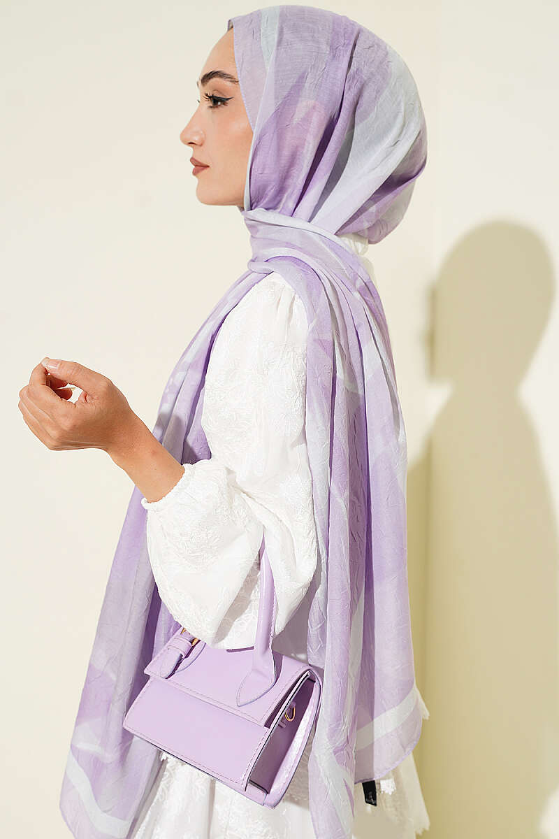 Vera Bamboo Crinkle Shawl - Lilac