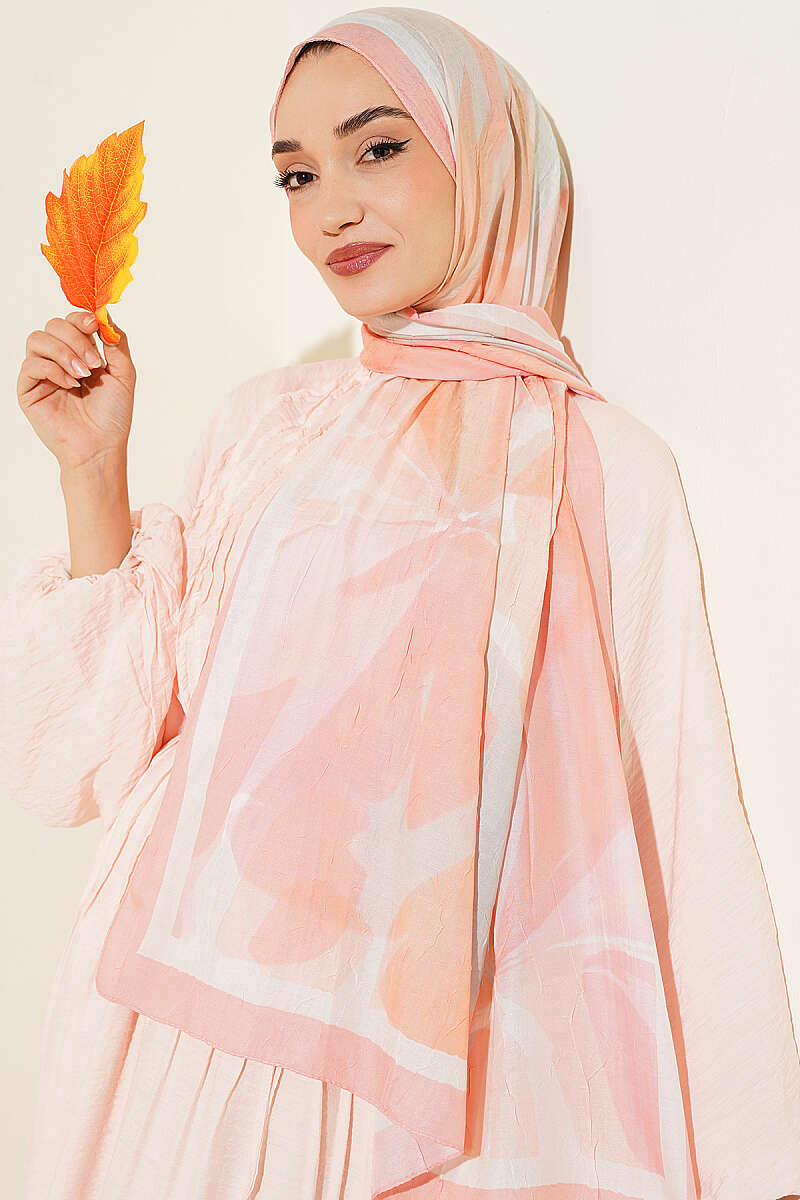 Vera Bamboo Crinkle Shawl - Salmon