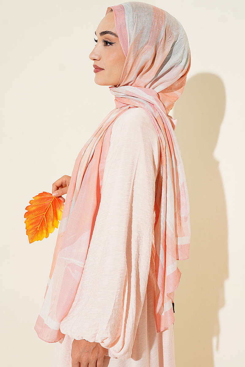 Vera Bamboo Crinkle Shawl - Salmon