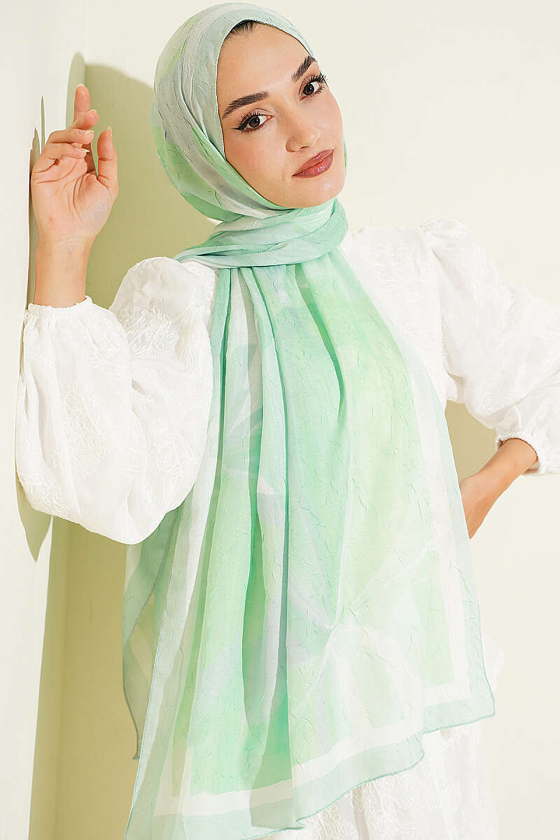 Vera Bamboo Crinkle Shawl - Aqua Green