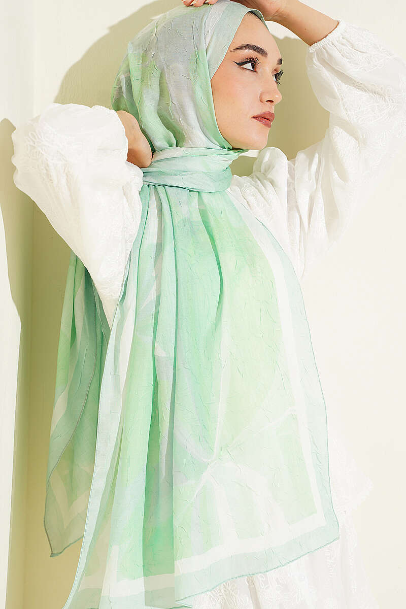 Vera Bamboo Crinkle Shawl - Aqua Green