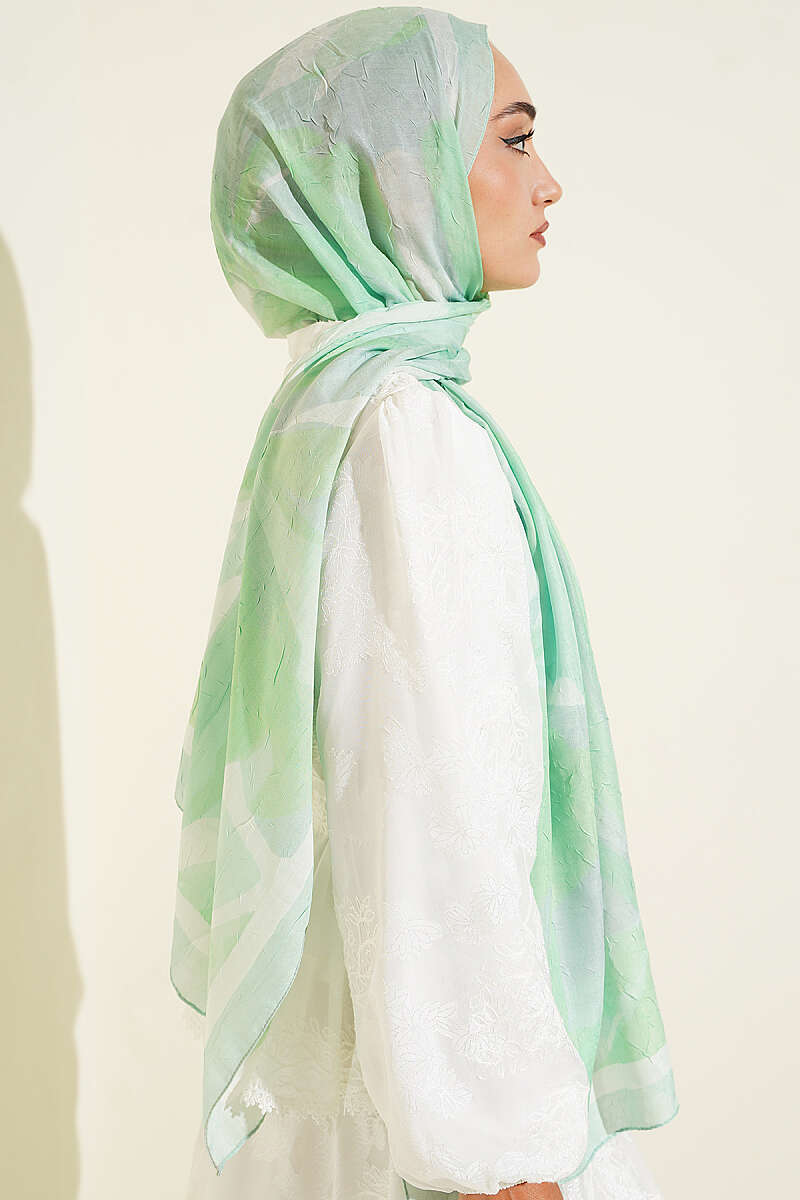 Vera Bamboo Crinkle Shawl - Aqua Green