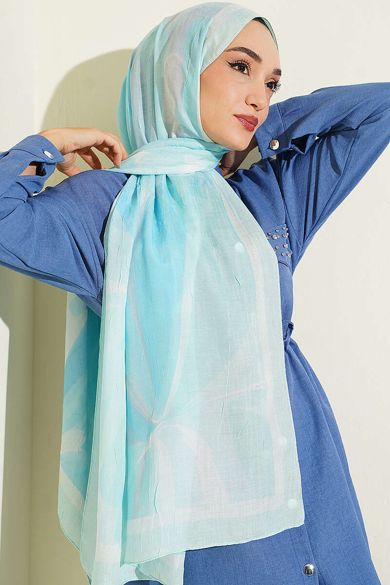 Vera Bamboo Crinkle Shawl - Turquoise