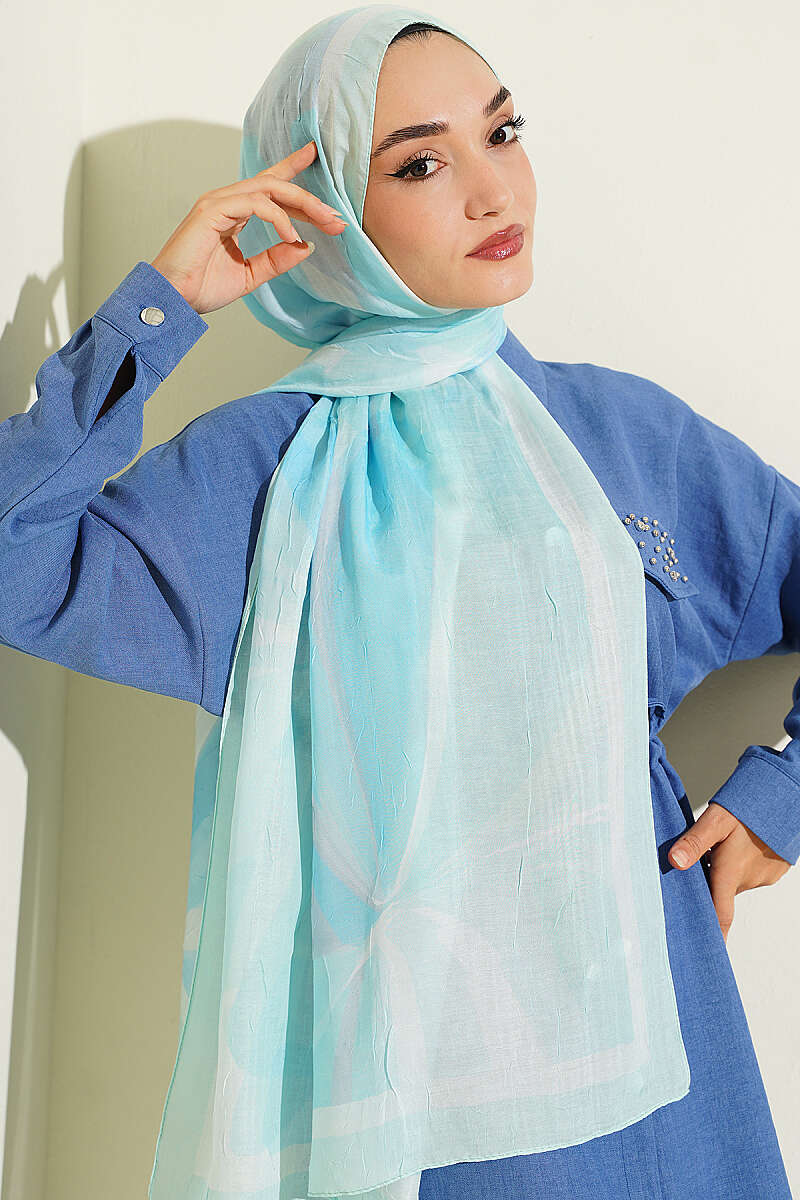 Vera Bamboo Crinkle Shawl - Turquoise