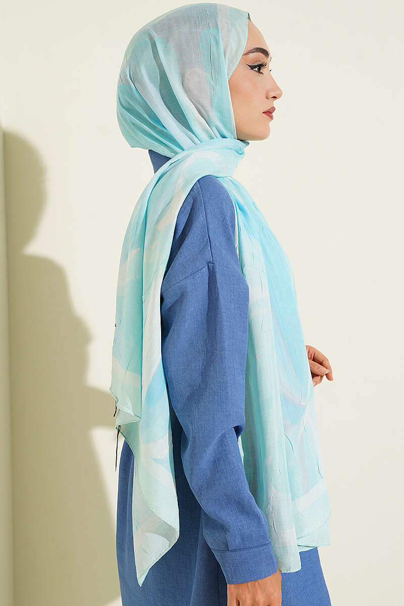 Vera Bamboo Crinkle Shawl - Turquoise