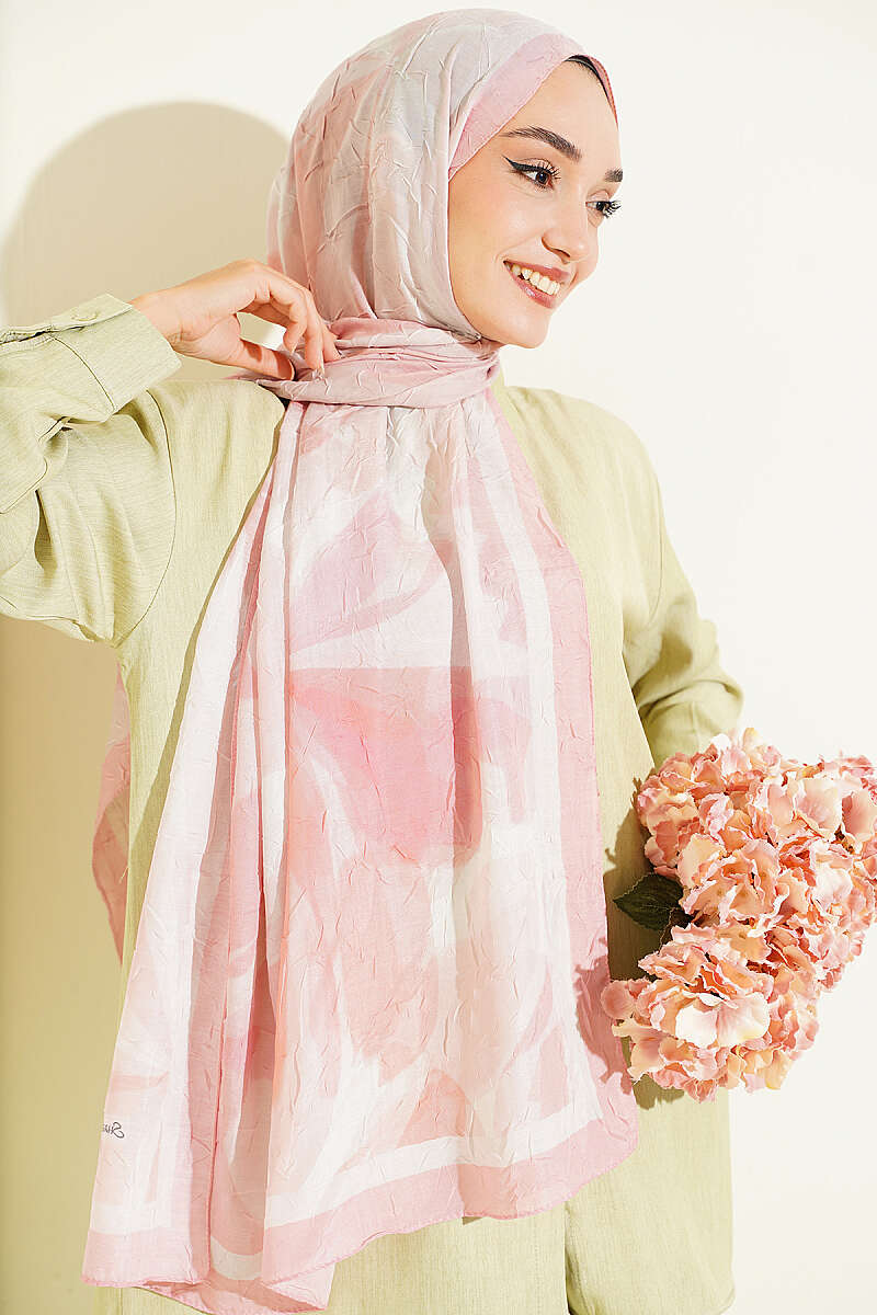 Vera Bamboo Crinkle Shawl - Pink