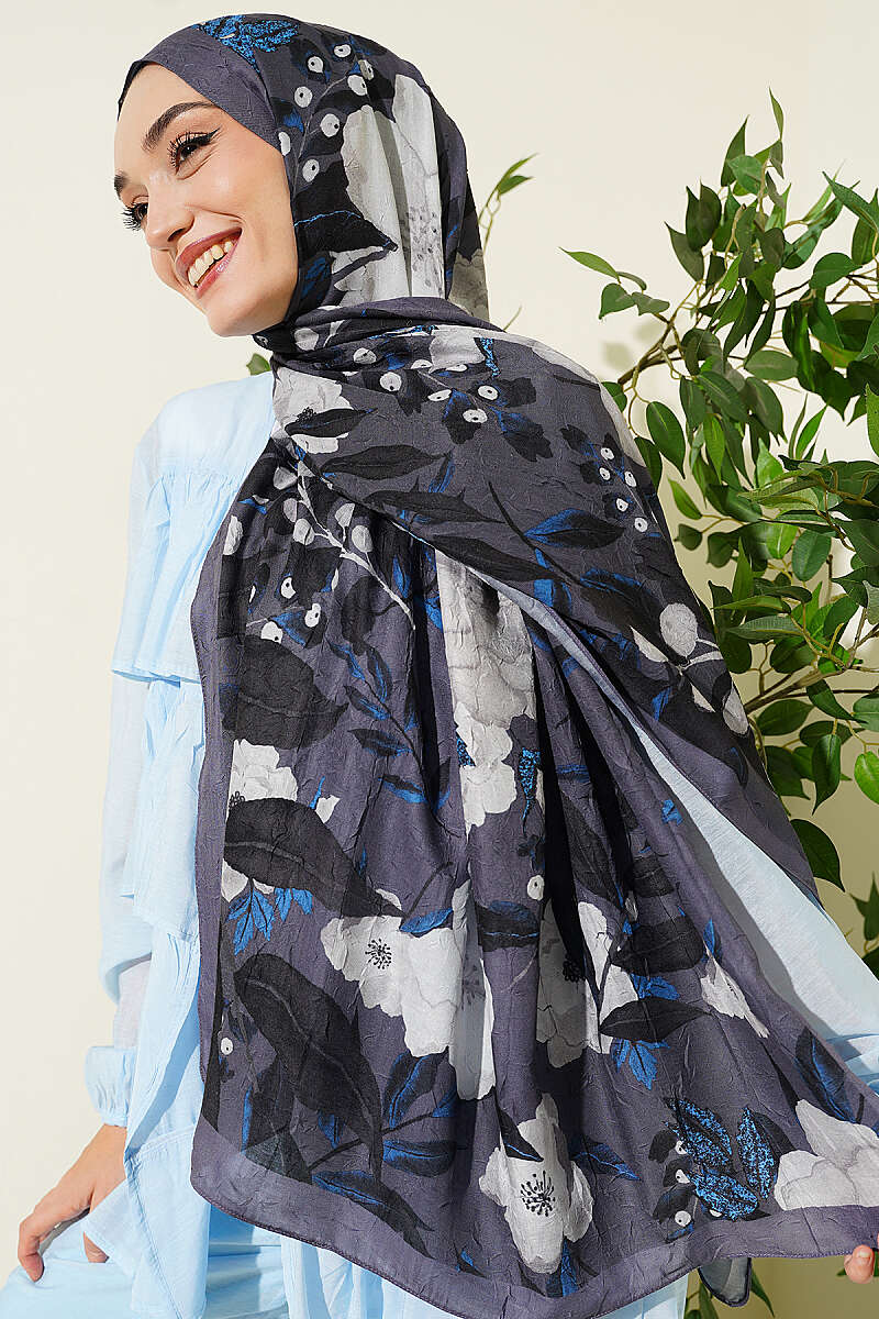 Violet Modal Crinkle Shawl - Smoke Grey