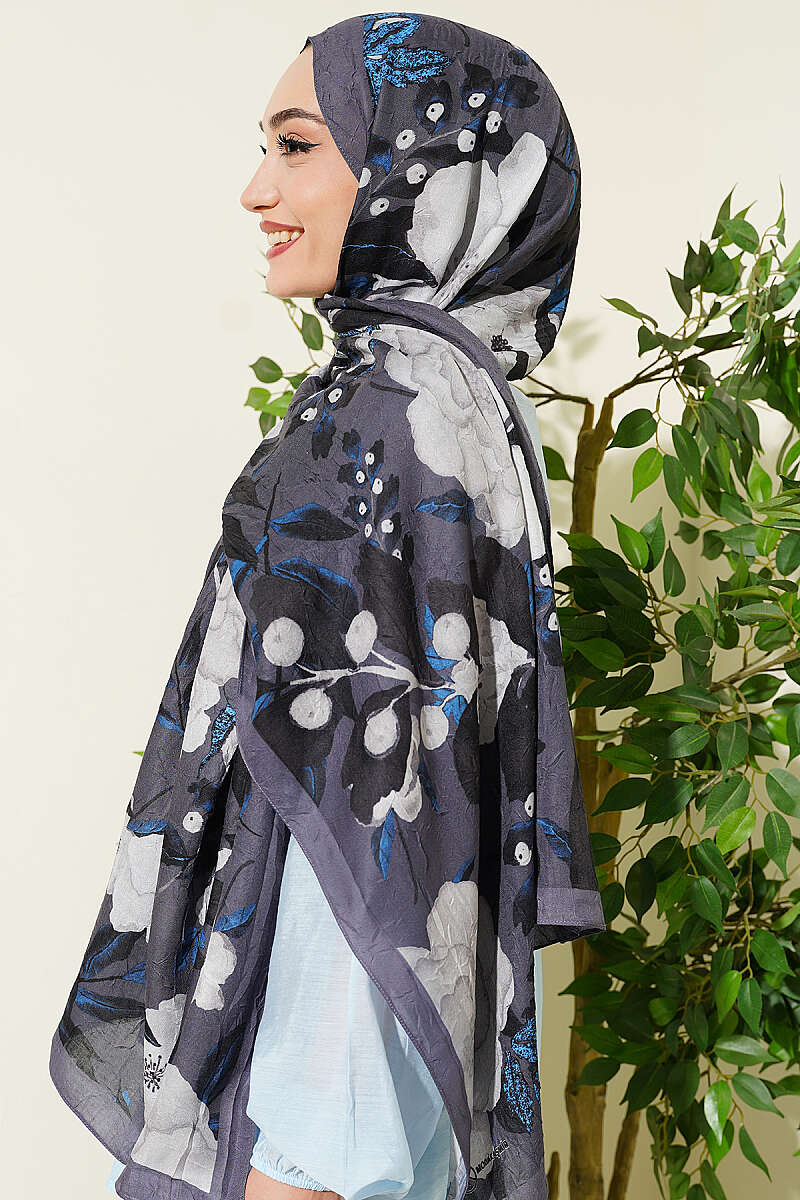 Violet Modal Crinkle Shawl - Smoke Grey