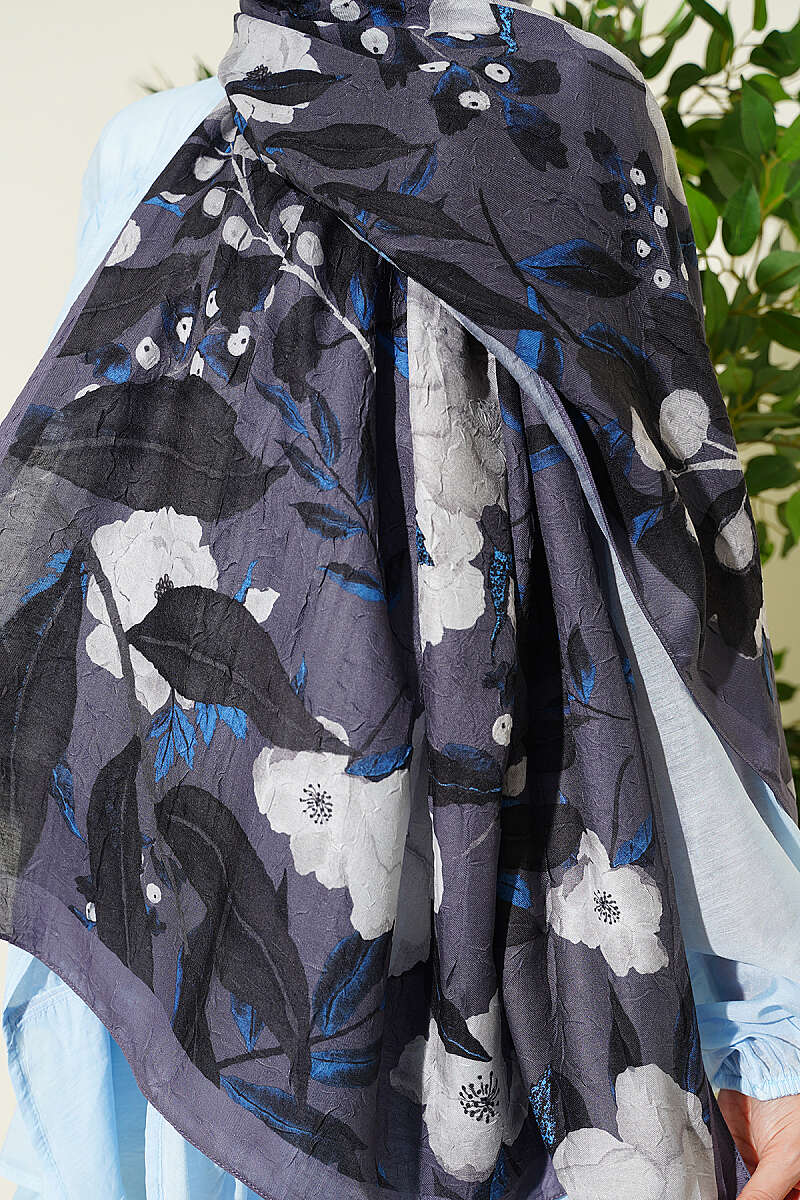 Violet Modal Crinkle Shawl - Smoke Grey