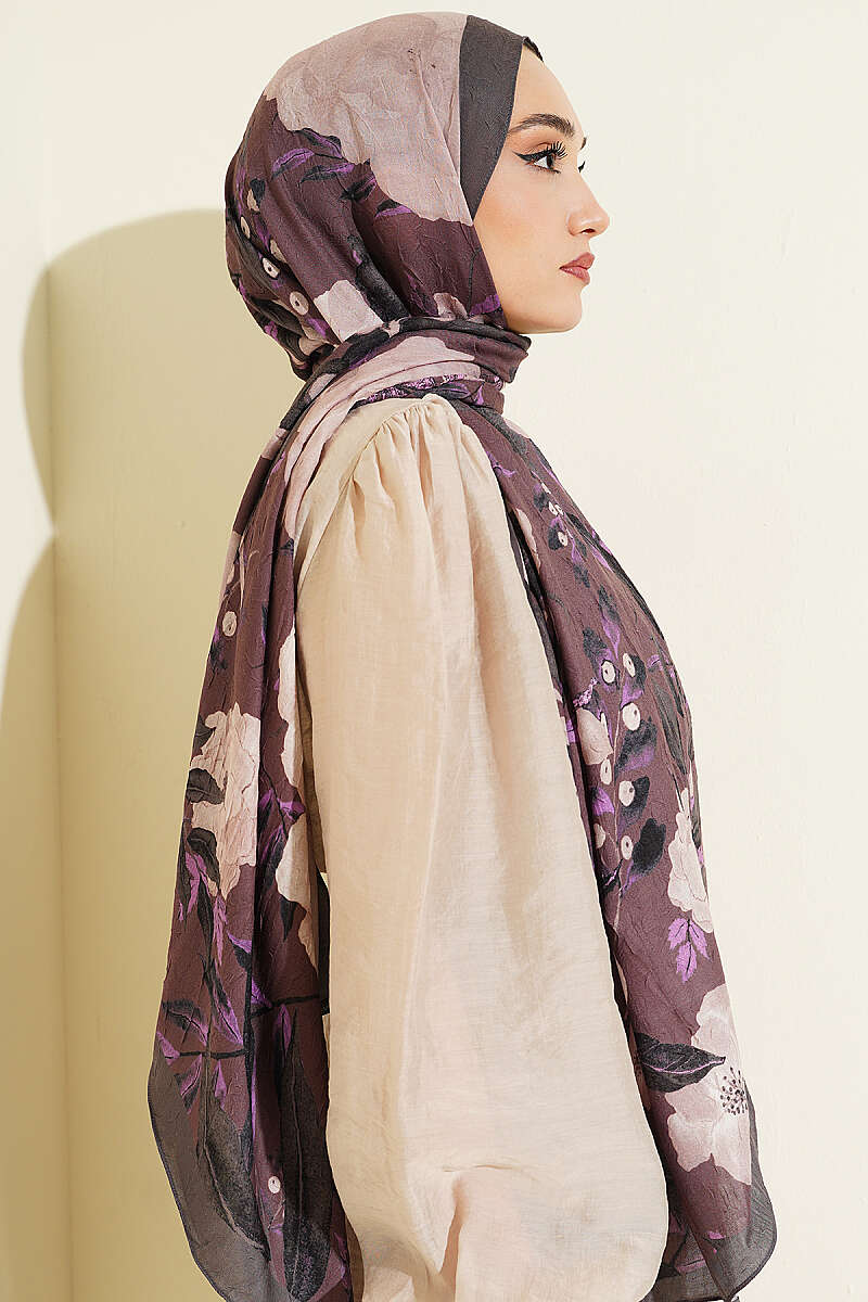 Violet Modal Crinkle Shawl - Dark Mink
