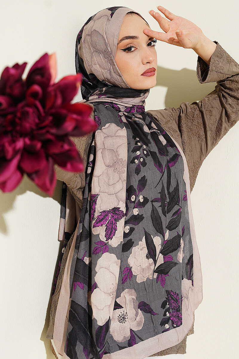 Violet Modal Crinkle Shawl - Sand