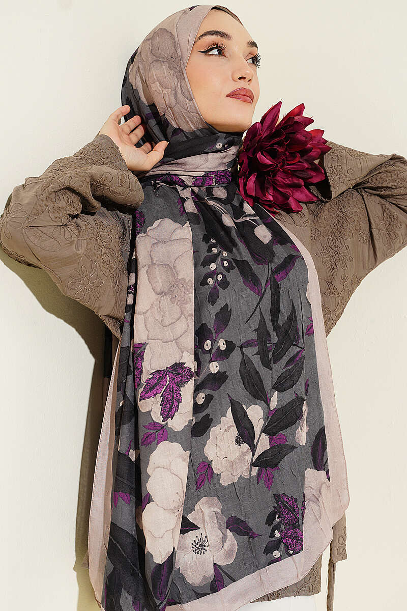 Violet Modal Crinkle Shawl - Sand